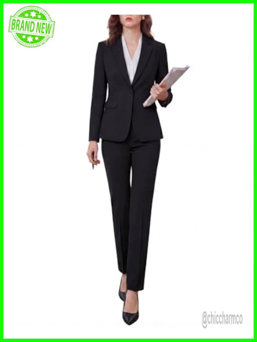 Two Piece Pantsuit Set – Wrinkle-Free Blazer & Trousers Professional Workwear